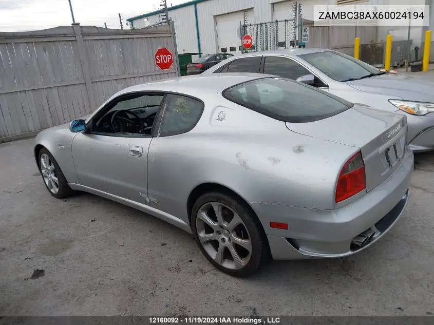 2006 Maserati Coupe Gt VIN: ZAMBC38AX60024194 Lot: 12160092
