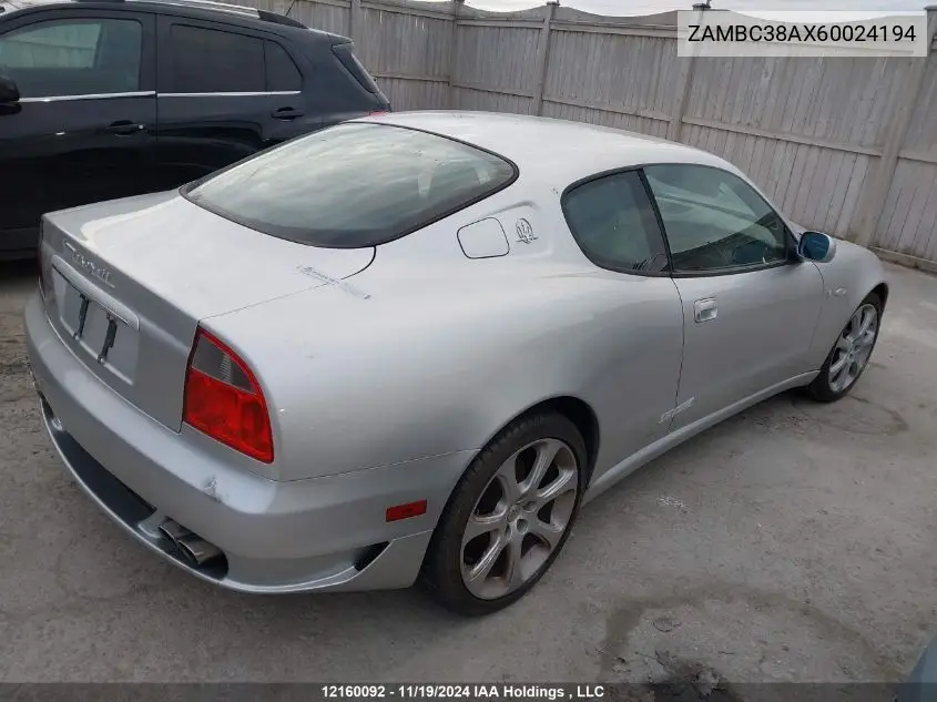 2006 Maserati Coupe Gt VIN: ZAMBC38AX60024194 Lot: 12160092
