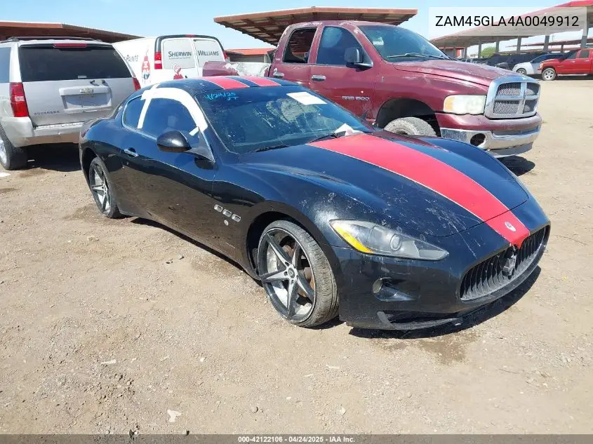 2010 Maserati Granturismo VIN: ZAM45GLA4A0049912 Lot: 42122106