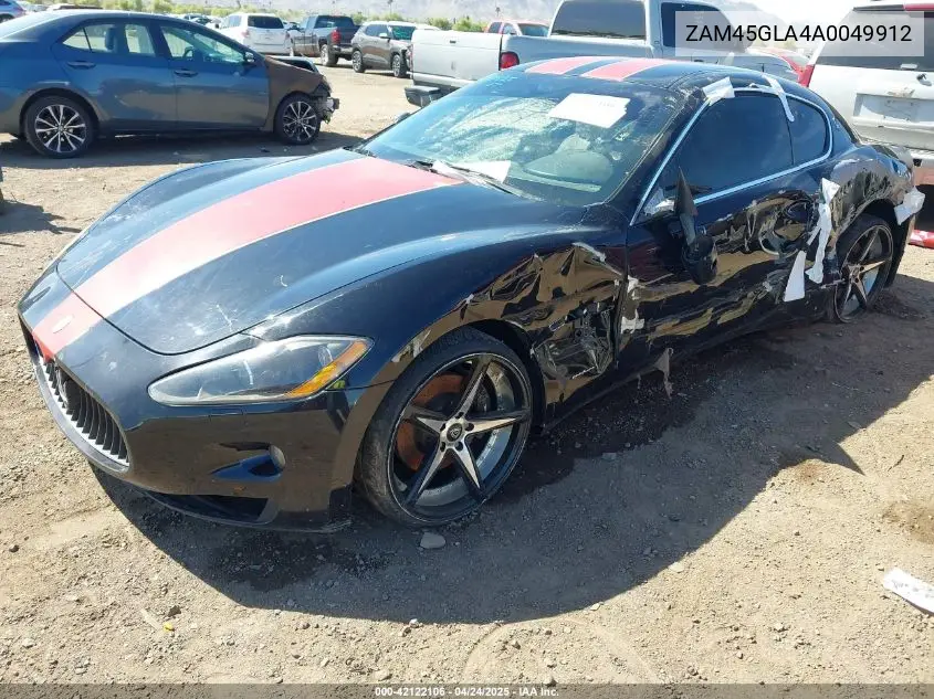 2010 Maserati Granturismo VIN: ZAM45GLA4A0049912 Lot: 42122106