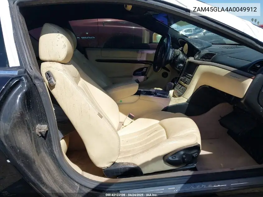 2010 Maserati Granturismo VIN: ZAM45GLA4A0049912 Lot: 42122106
