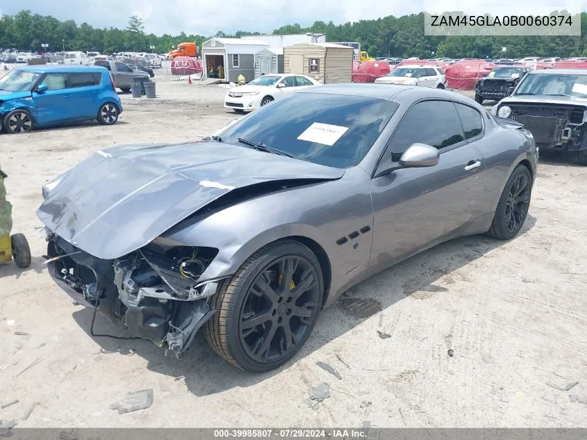 2011 Maserati Granturismo VIN: ZAM45GLA0B0060374 Lot: 39985807