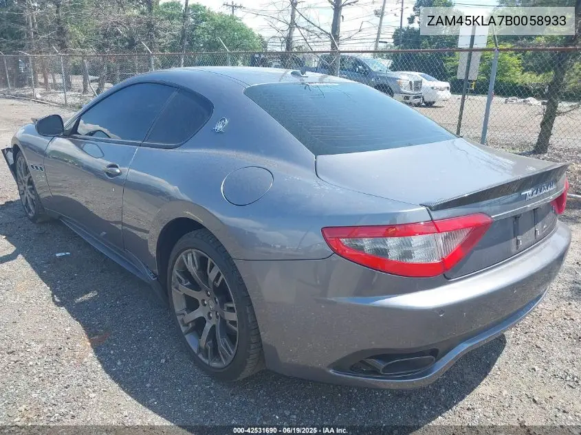 2011 Maserati Granturismo S Automatic VIN: ZAM45KLA7B0058933 Lot: 42531690