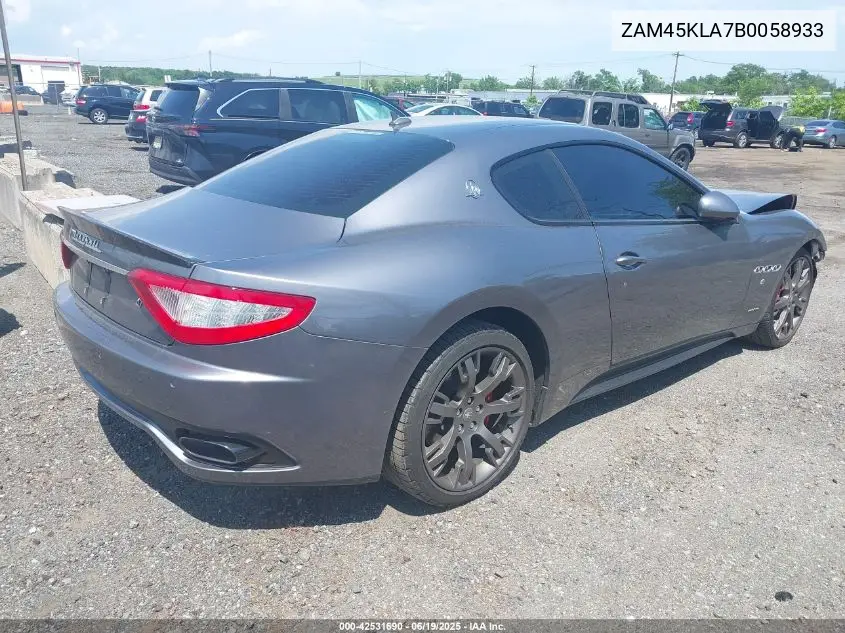 2011 Maserati Granturismo S Automatic VIN: ZAM45KLA7B0058933 Lot: 42531690