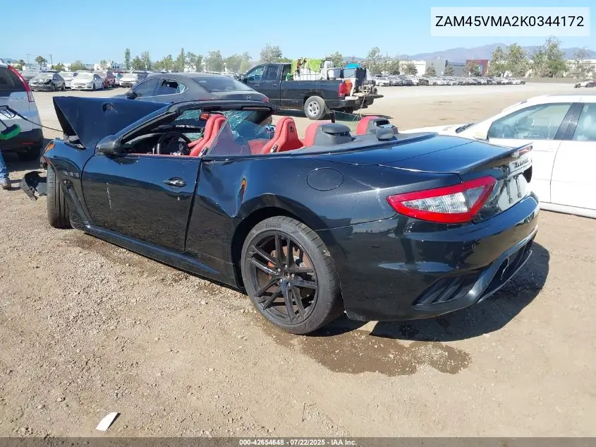 2019 Maserati Granturismo Mc/Sport VIN: ZAM45VMA2K0344172 Lot: 42654648
