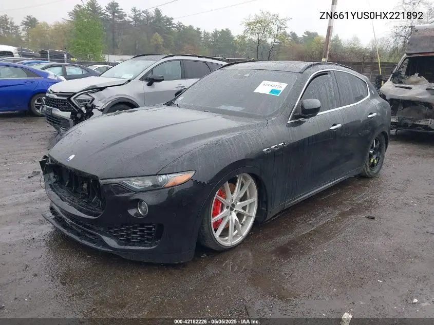 2017 Maserati Levante S VIN: ZN661YUS0HX221892 Lot: 42182226