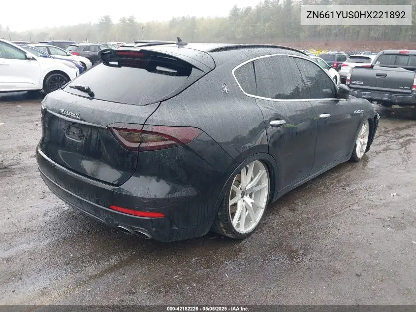2017 Maserati Levante S VIN: ZN661YUS0HX221892 Lot: 42182226