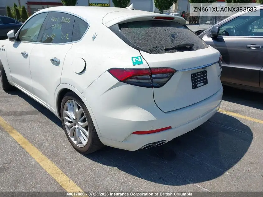 2022 Maserati Levante VIN: ZN661XUA0NX383583 Lot: 40017886