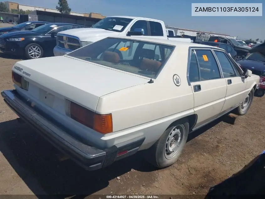 1985 Maserati Quattroporte VIN: ZAMBC1103FA305124 Lot: 42164927