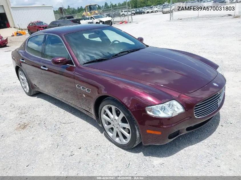 2007 Maserati Quattroporte Base Automatic/Executive Gt Automatic/Sport Gt Automatic VIN: ZAMFE39A670031803 Lot: 42341941
