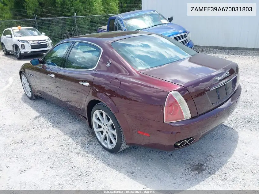 2007 Maserati Quattroporte Base Automatic/Executive Gt Automatic/Sport Gt Automatic VIN: ZAMFE39A670031803 Lot: 42341941