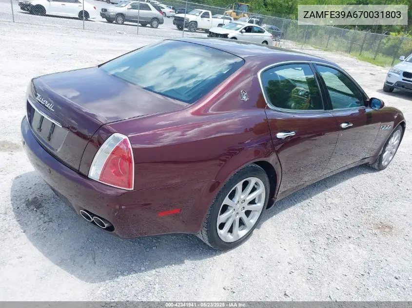 2007 Maserati Quattroporte Base Automatic/Executive Gt Automatic/Sport Gt Automatic VIN: ZAMFE39A670031803 Lot: 42341941