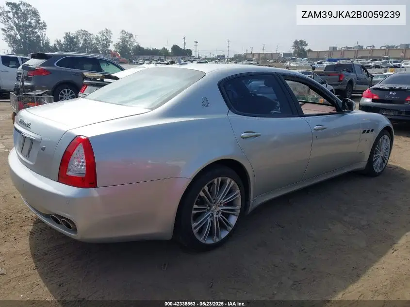 2011 Maserati Quattroporte S VIN: ZAM39JKA2B0059239 Lot: 42338553