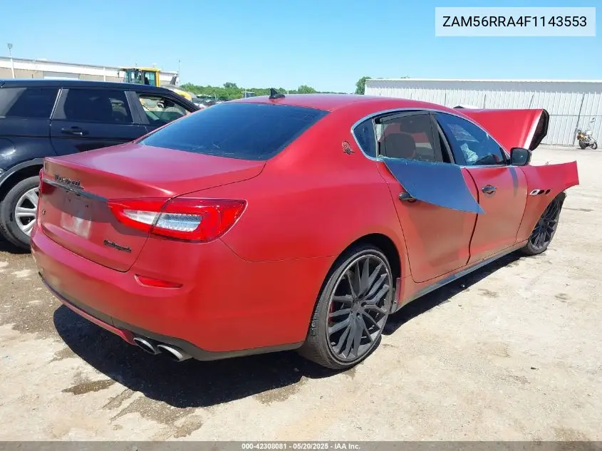 2015 Maserati Quattroporte S Q4 VIN: ZAM56RRA4F1143553 Lot: 42308081