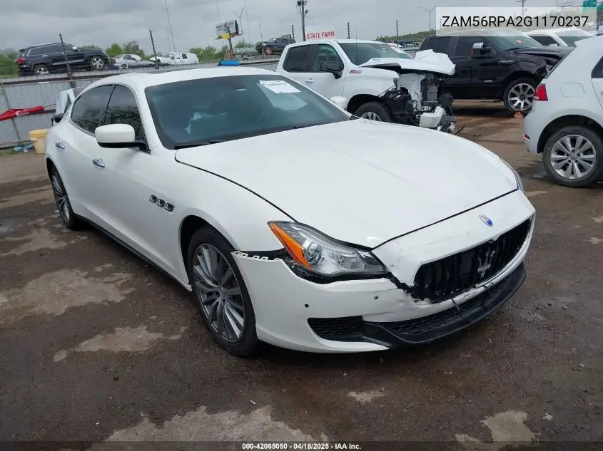 2016 Maserati Quattroporte S VIN: ZAM56RPA2G1170237 Lot: 42065050