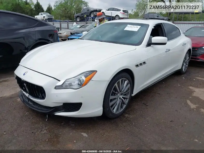 2016 Maserati Quattroporte S VIN: ZAM56RPA2G1170237 Lot: 42065050