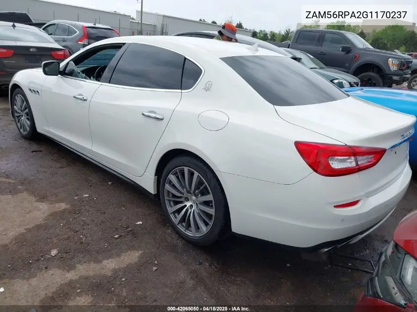 2016 Maserati Quattroporte S VIN: ZAM56RPA2G1170237 Lot: 42065050