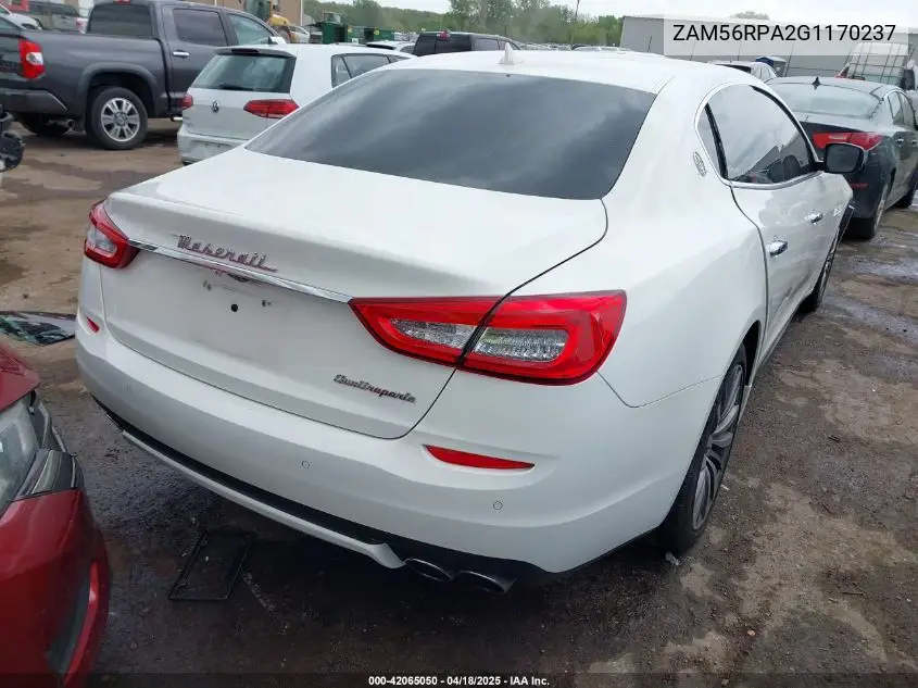 2016 Maserati Quattroporte S VIN: ZAM56RPA2G1170237 Lot: 42065050