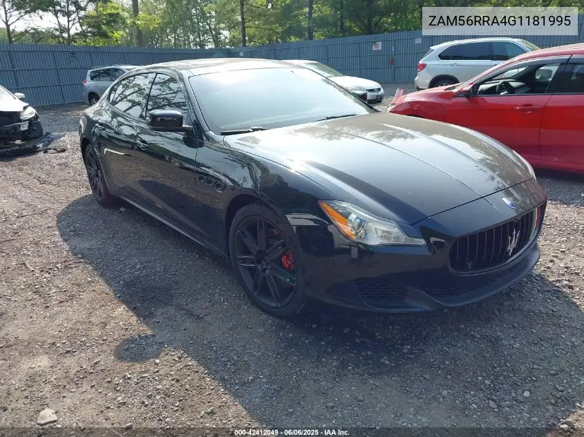 2016 Maserati Quattroporte S Q4 VIN: ZAM56RRA4G1181995 Lot: 42412049