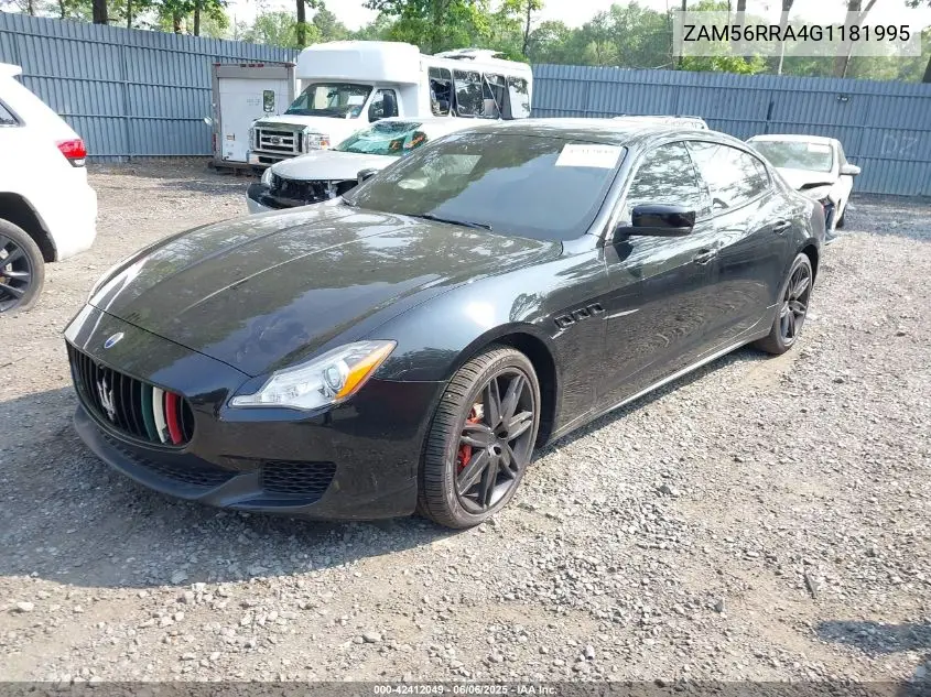 2016 Maserati Quattroporte S Q4 VIN: ZAM56RRA4G1181995 Lot: 42412049