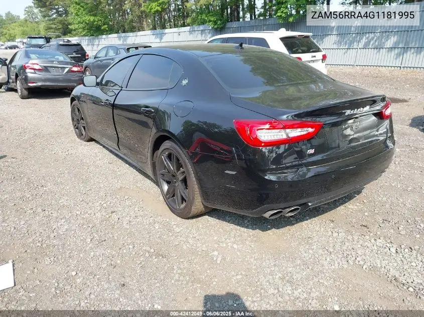2016 Maserati Quattroporte S Q4 VIN: ZAM56RRA4G1181995 Lot: 42412049