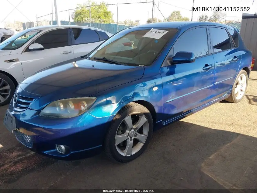 2004 Mazda Mazda3 S VIN: JM1BK143041152552 Lot: 42215652
