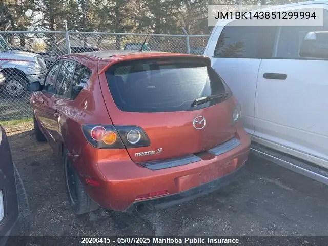 2005 Mazda 3 Mazda Sport Gt VIN: JM1BK143851299994 Lot: 20206415