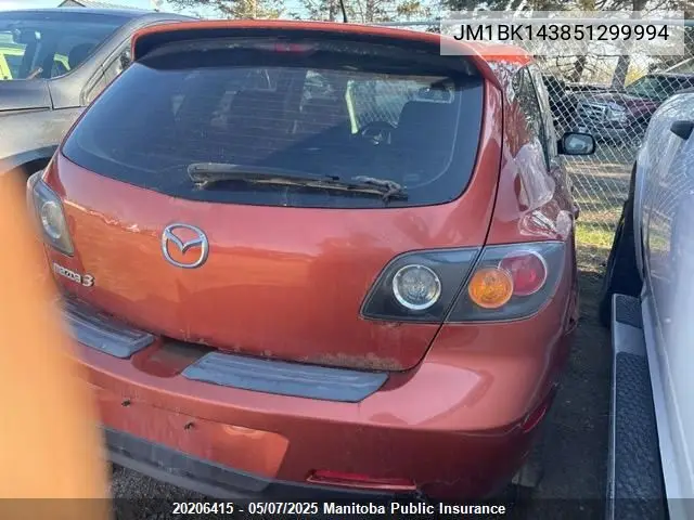 2005 Mazda 3 Mazda Sport Gt VIN: JM1BK143851299994 Lot: 20206415
