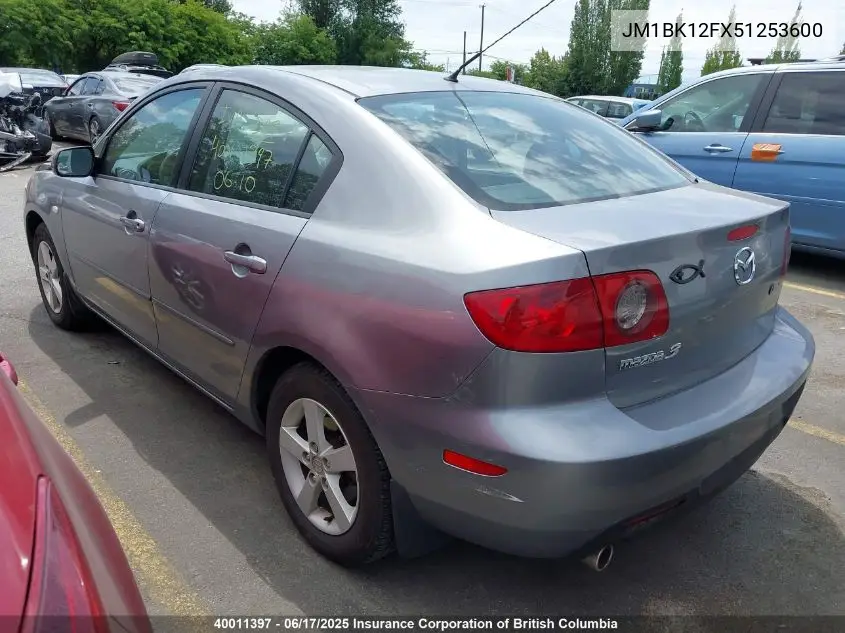 2005 Mazda 3 I VIN: JM1BK12FX51253600 Lot: 40011397