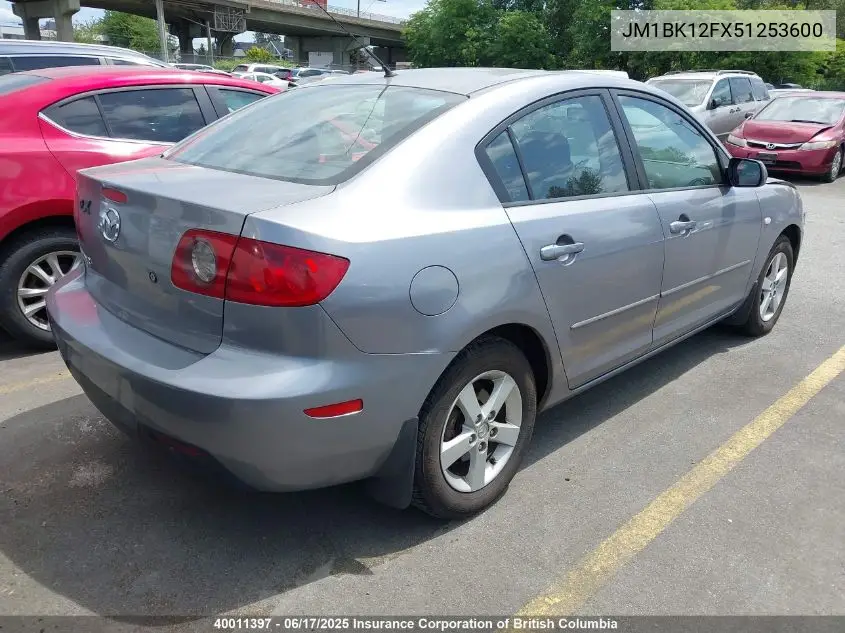 2005 Mazda 3 I VIN: JM1BK12FX51253600 Lot: 40011397