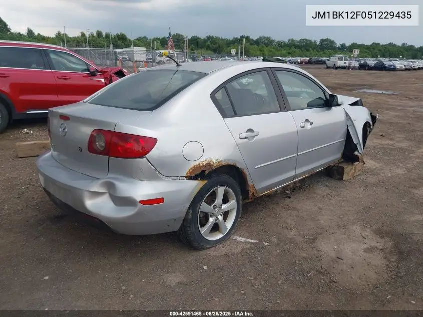 2005 Mazda Mazda3 I VIN: JM1BK12F051229435 Lot: 42591465