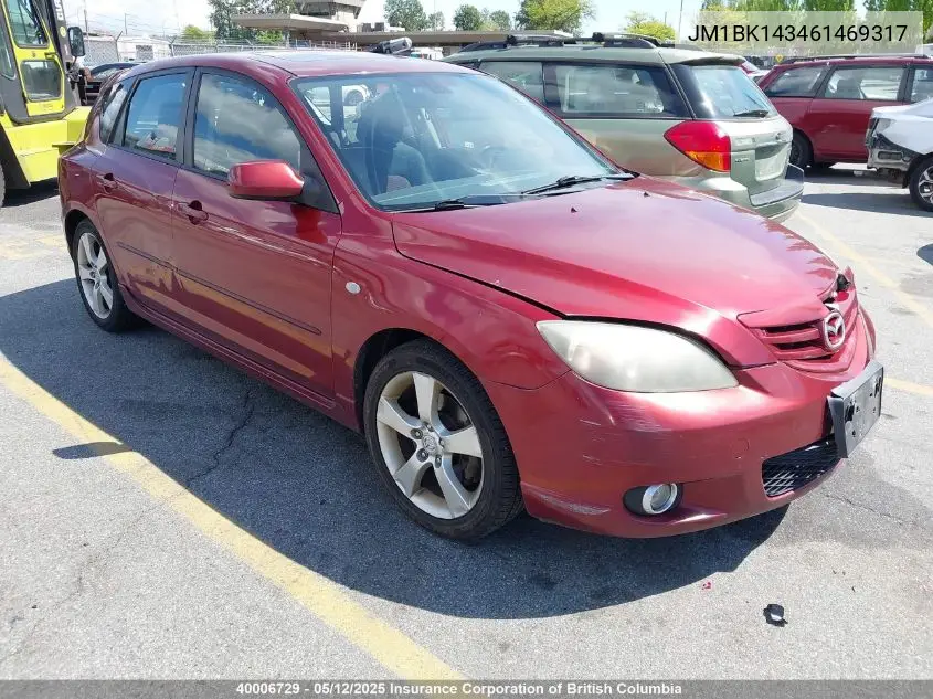 2006 Mazda 3 Hatchback VIN: JM1BK143461469317 Lot: 40006729