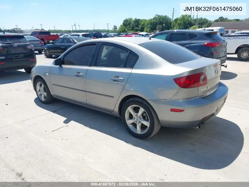2006 Mazda Mazda3 I VIN: JM1BK32F061475060 Lot: 41887672