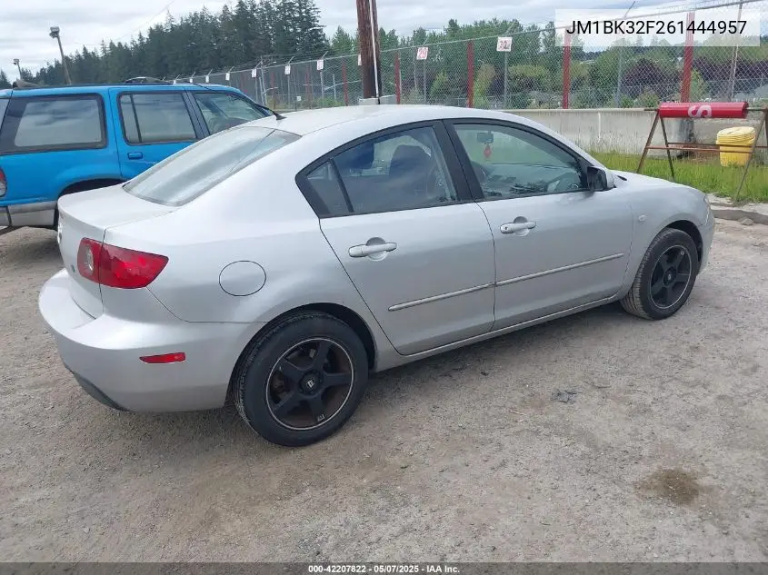 2006 Mazda Mazda3 I VIN: JM1BK32F261444957 Lot: 42207822