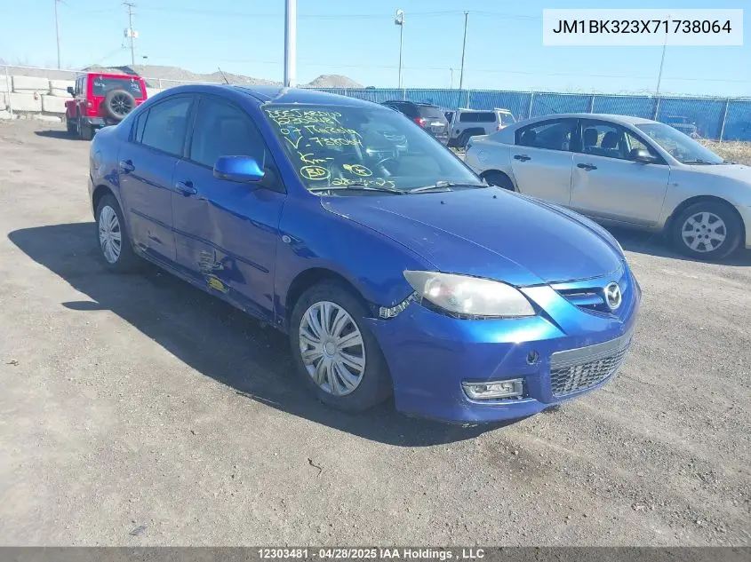2007 Mazda Mazda3 Gt VIN: JM1BK323X71738064 Lot: 12303481