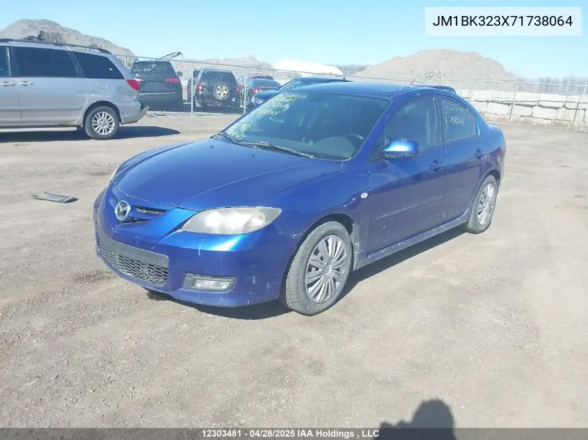 2007 Mazda Mazda3 Gt VIN: JM1BK323X71738064 Lot: 12303481