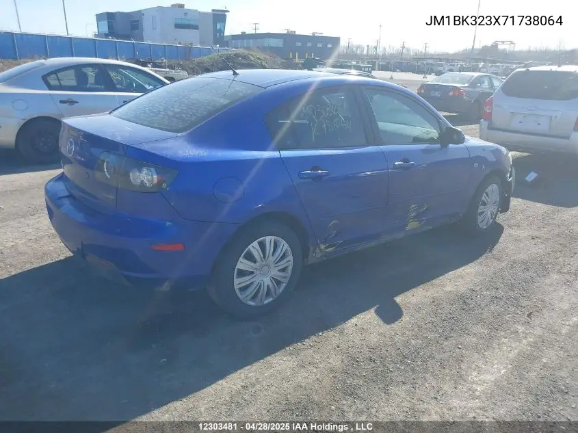 2007 Mazda Mazda3 Gt VIN: JM1BK323X71738064 Lot: 12303481