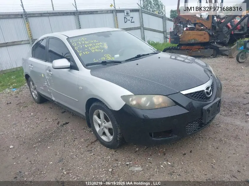 2007 Mazda Mazda3 Gs/Gx VIN: JM1BK32F971688316 Lot: 12338216