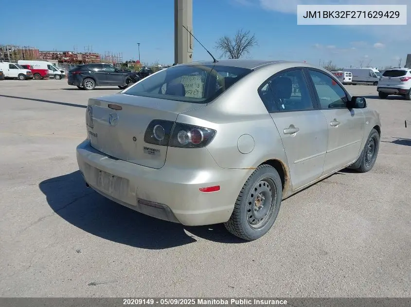 2007 Mazda Mazda3 Gs VIN: JM1BK32F271629429 Lot: 20209149