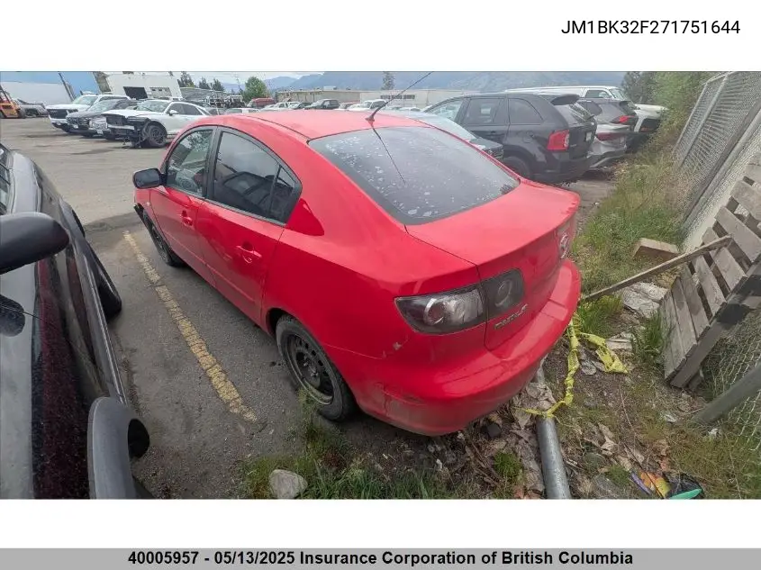 2007 Mazda Mazda3 Gs/Gx VIN: JM1BK32F271751644 Lot: 40005957