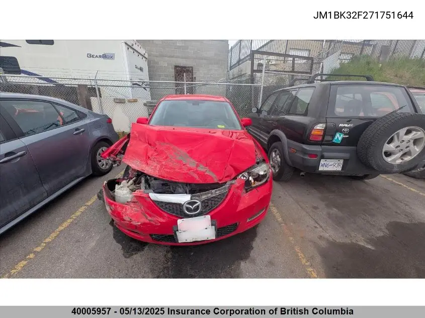 2007 Mazda Mazda3 Gs/Gx VIN: JM1BK32F271751644 Lot: 40005957