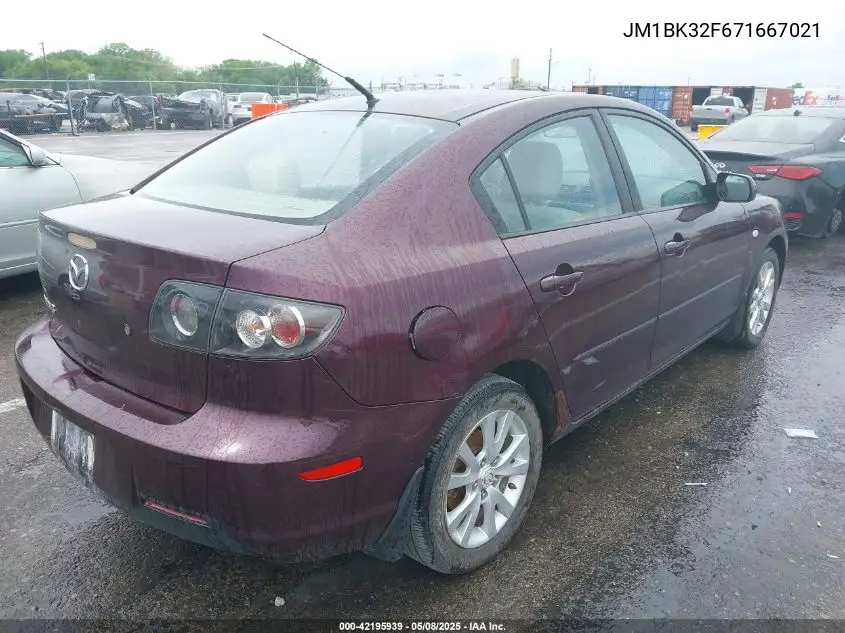 2007 Mazda Mazda3 I VIN: JM1BK32F671667021 Lot: 42195939