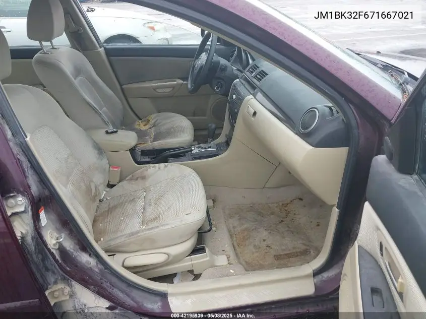 2007 Mazda Mazda3 I VIN: JM1BK32F671667021 Lot: 42195939