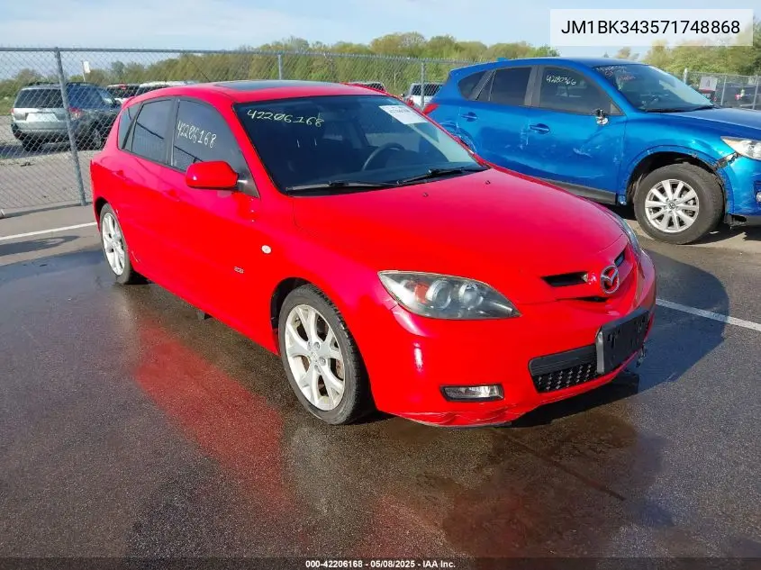 2007 Mazda Mazda3 S Touring VIN: JM1BK343571748868 Lot: 42206168