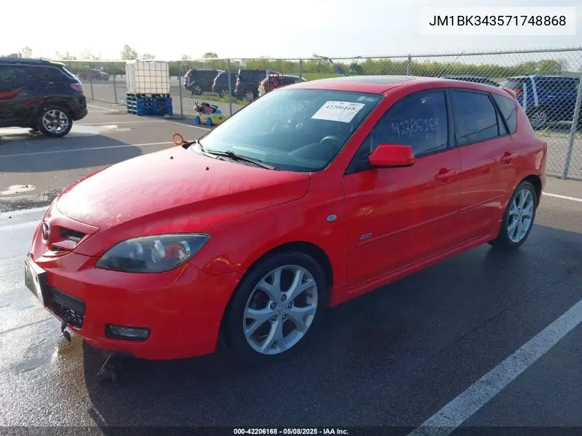 2007 Mazda Mazda3 S Touring VIN: JM1BK343571748868 Lot: 42206168