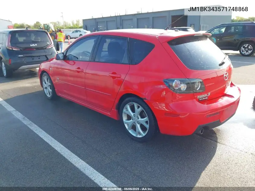 2007 Mazda Mazda3 S Touring VIN: JM1BK343571748868 Lot: 42206168