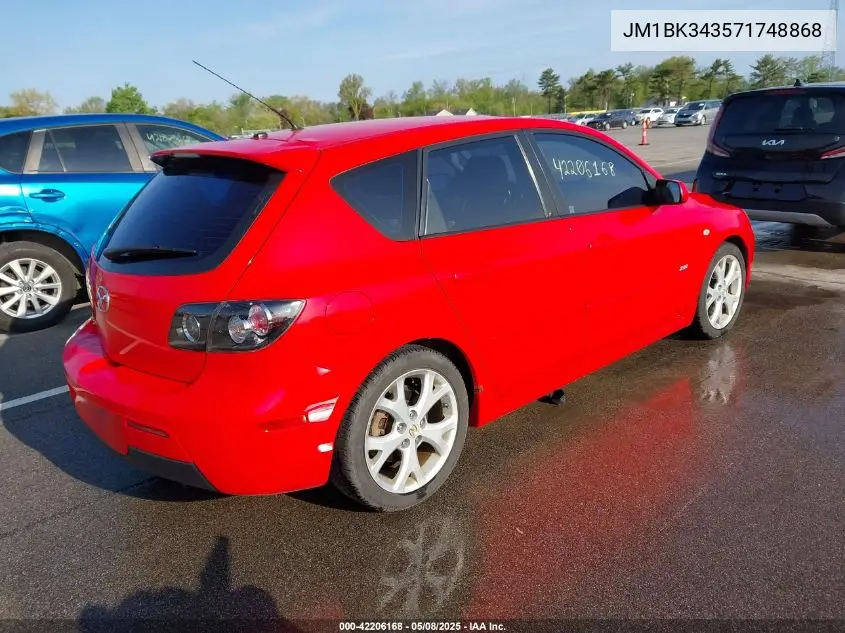 2007 Mazda Mazda3 S Touring VIN: JM1BK343571748868 Lot: 42206168