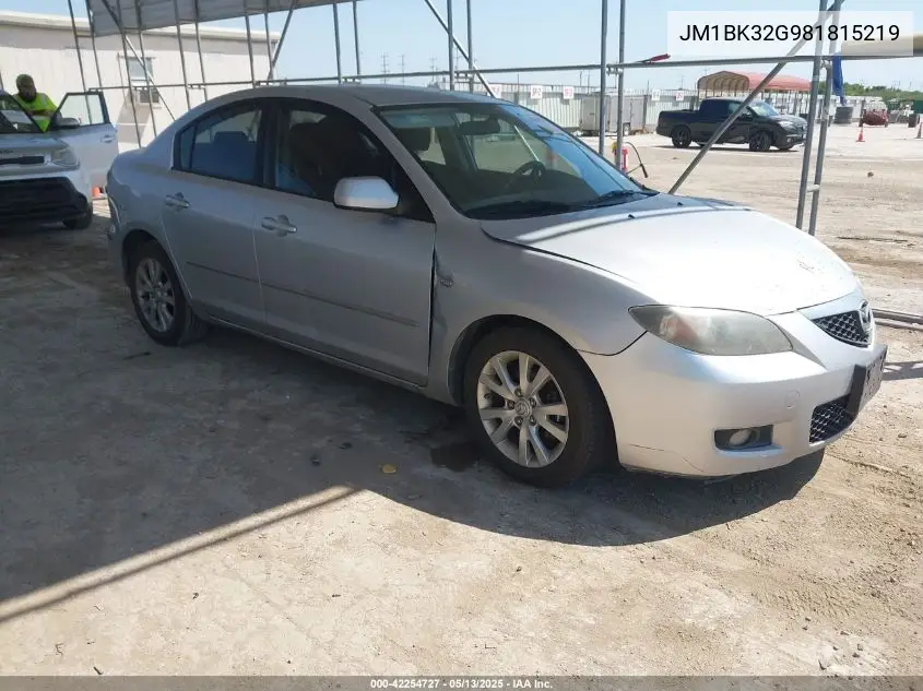 2008 Mazda Mazda3 I VIN: JM1BK32G981815219 Lot: 42254727