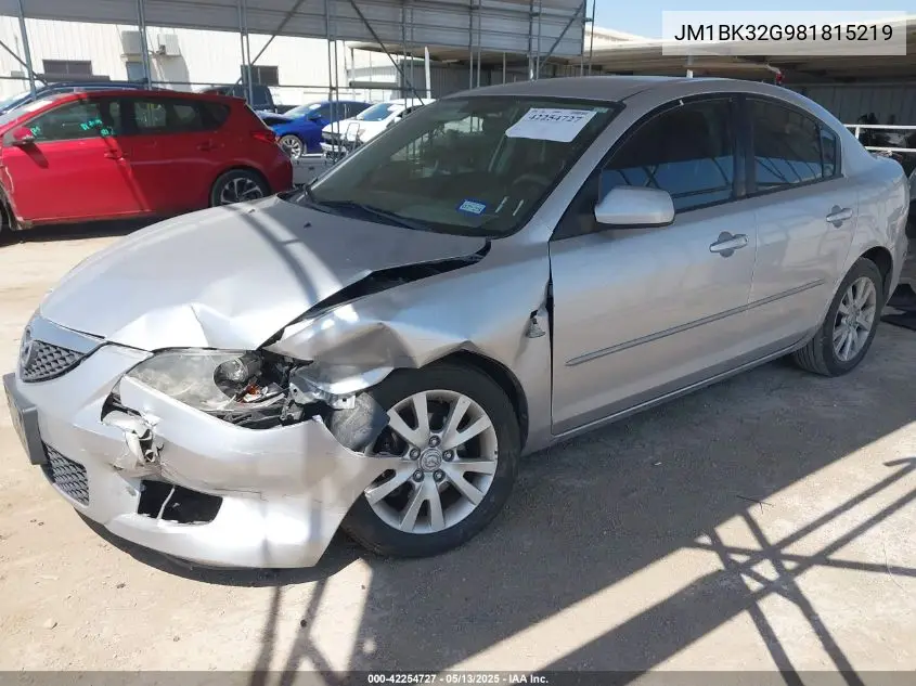 2008 Mazda Mazda3 I VIN: JM1BK32G981815219 Lot: 42254727