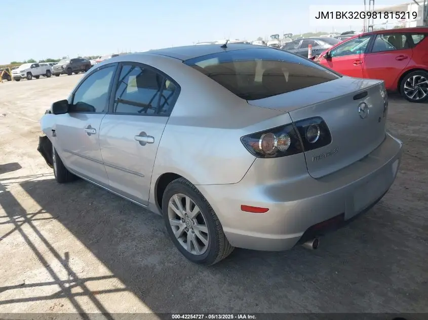 2008 Mazda Mazda3 I VIN: JM1BK32G981815219 Lot: 42254727